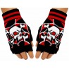 Fingerlose Handschuhe - Rot Schwarz Skull (Paar )